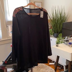 Lane Bryant NWT black long sleeve shirt w/ sequin